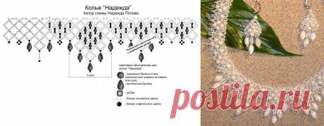 Серьги и комплект «Белоснежный» / Колье, бусы, ожерелья, Серьги / Biserok.org