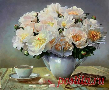 Удивительные пионы и фрукты художника Zbigniew Kopania