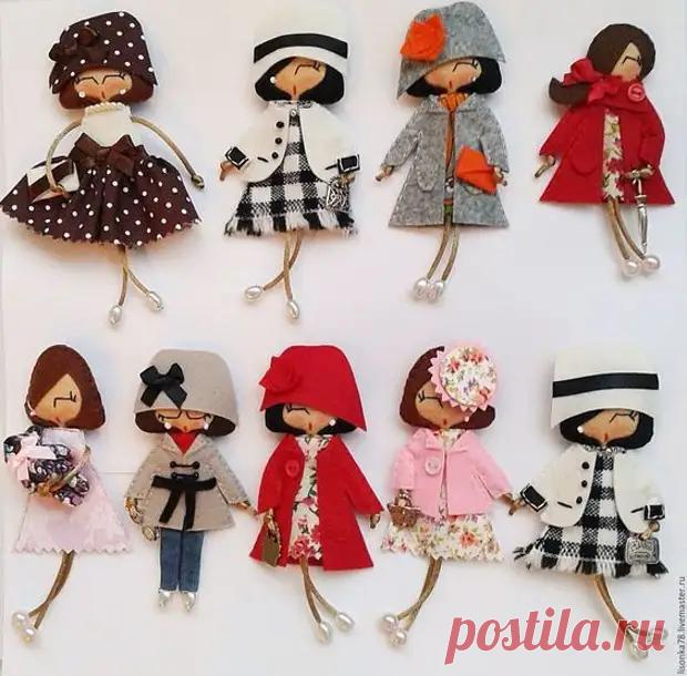 Текстильные брошки-куколки. Настоящих модниц видно сразу!) - Сам себе мастер - Медиаплатформа МирТесен