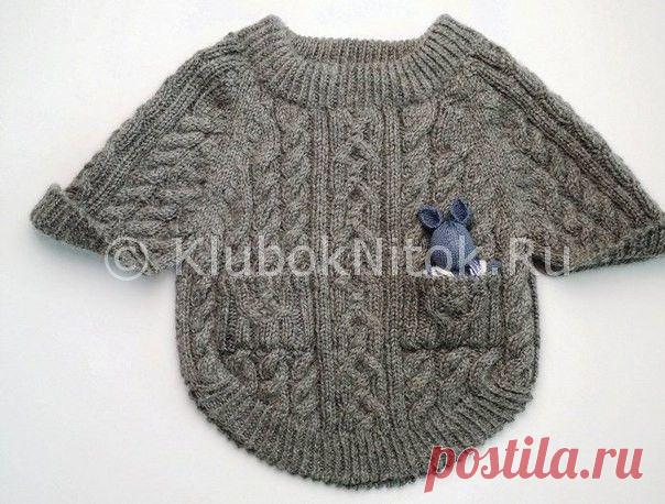 Серое пончо | Вязание для детей | Вязание спицами и крючком. Схемы вязания.