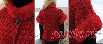 Красная жилетка связанная спицами - Жилеты - Жилеты, болеро, топы - Вязание - Идеи для вязания, схемы