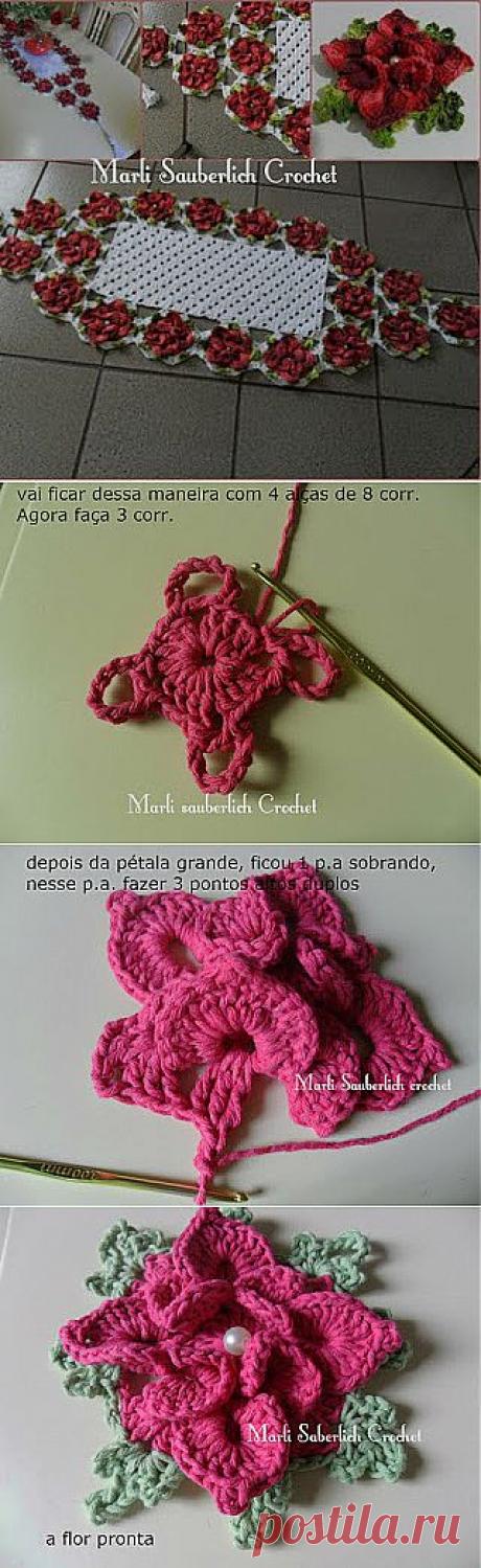 Салфетка &quot;Пуансетия&quot; крючком.