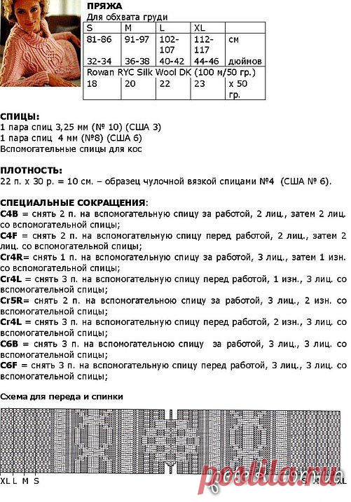 Свитер от Rowan НЕЖНЫЕ АРАНЫ. Описание, схемы
