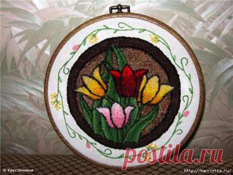 Вышивка ковровой техникой с помощью специальной иглы