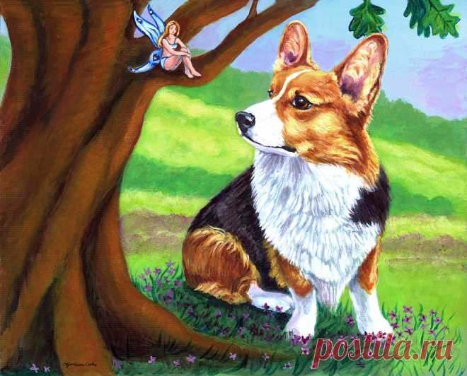 The Oak Tree Fae by Lyn Cook The Oak Tree Fae Painting by Lyn Cook