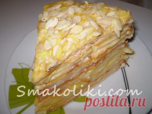 Наполеон творожный с апельсиновым курдом    Очень вкусный торт, который пропитывается быстрее его брата. А чтобы заставить вкус обычного Наполеона зазвучать по новому, предлагаю чередовать заварной крем и апельсиновый курд