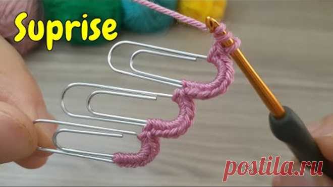 Super easy crochet with a paperclip (Knitting Love) 📎📎📎Ataç ile şahane tığ işi örgü modeli