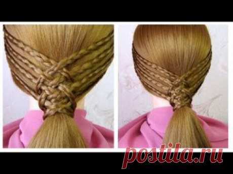 Coiffure facile pour les cours /le travail ✨ Queue de cheval avec tresses ✨ cheveux long/mi long