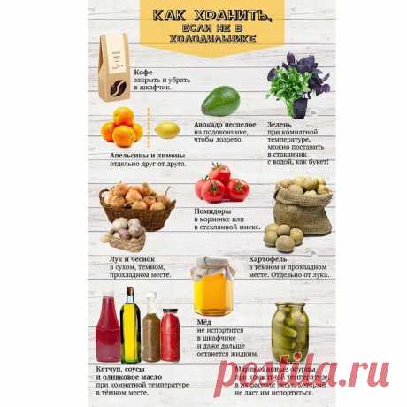 Photo by Полезные домашние хитрости on July 25, 2022. May be an image of food and text that says 'как хранить. если не в холодильнике кофе закрыть убрать в шкафчик. авокадо неспелое подоконнике, чтобы дозрело. апельсины лимоны отдельно друг от друга. зелень при комнатной температуре. можно поставить стаканчик водой. как букет! помидоры корзинке или в стеклянной миске. луки чеснок сухом, гемном, прохладном месте. картофель прохладном отдельно мёд не испортится шкафчике даже...