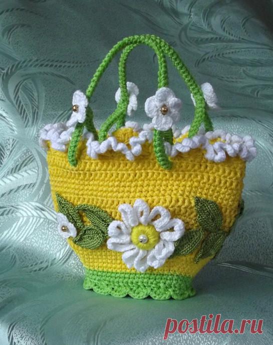 Детские сумочки вязаные пряжей 