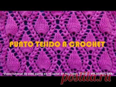 Punto Crochet # 18 Hojitas en relieve con Espigas para cobijas y colchitas de Bebe