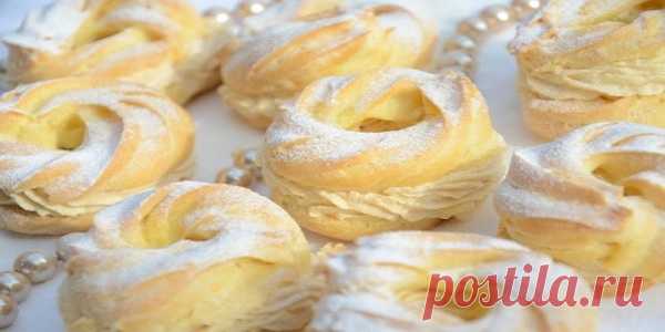 Заварные колечки с творожным кремом! Потрясающий рецепт! Вкусно и быстро!