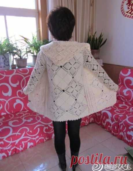 Белое пальто из мотивов крючком. Ажурное женское пальто крючком | Я Хозяйка