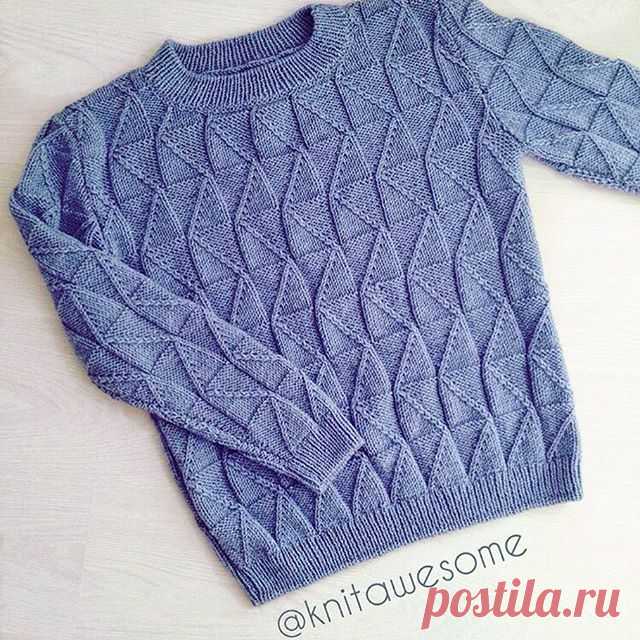 Мужской свитер 💙 По всем вопросам обращайтесь в Direct / WhatsApp 8 (977) 31 08 #knitawesome #вязание #вязаныевещи #ручнаяработа #handmade #knitting #свитер #оверсайз