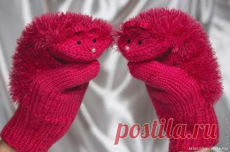Варежки МЫШАТА. Вязание спицами для детей
