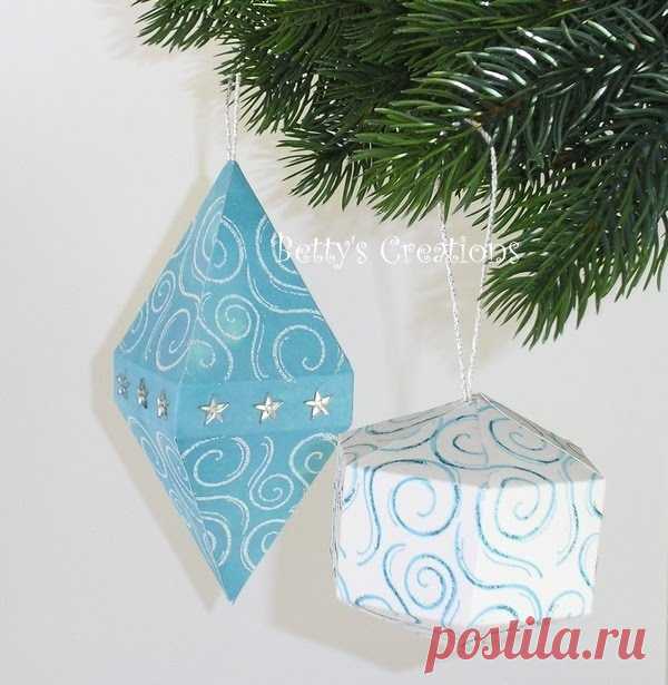 Коробочки, корзинки и новогодние игрушки из картона