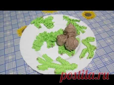 Новогодний декор для тортов. Веточка еловая и сосновая с шишками