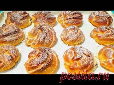 Булочки с творожной начинкой! Пышные и румяные!