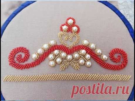Hand Embroidery/HAND EMBROIDERY DESIGN WITH BEADS PEARLS