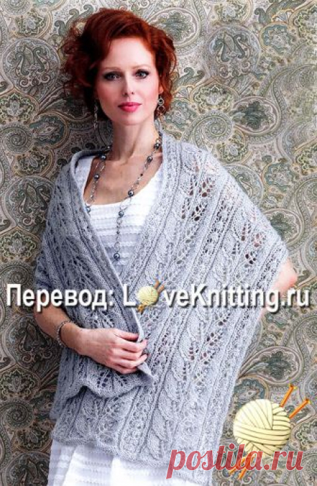 Ажурная стола из мохера узором "листья". Спицами. / Loveknitting.ru