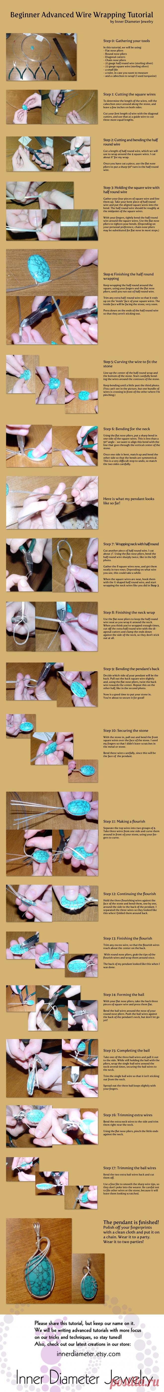 Intro to Fine Wire Wrapping by innerdiameter on deviantART (МК по кулону в металлической оправе. Подробно)