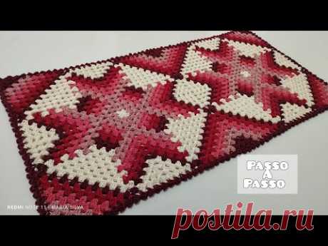 Tapete retangular de crochê lindo e diferente usando sobras Passo a passo