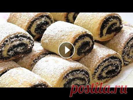 МИНИ - РУЛЕТИКИ С  МАКОМ. Быстрая бездрожжевая выпечка Рецепт теста: 180 гр. сливочного масла, 120 гр. сметаны (любой жирности), 2 желтка, 75 гр. сахара, 2 щепотки соли, 1 чайная ложка ванильного сахара, 3...