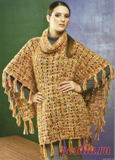 Пончо для зимы по схеме.