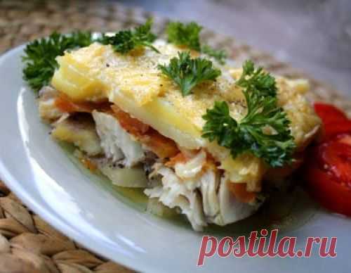 Запеченная рыба с картофелем и сыром