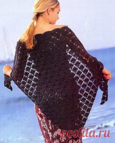Шаль несложным ажуром