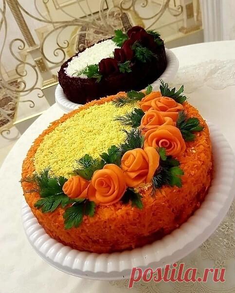 Невероятно красивое оформление салата 