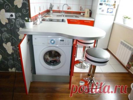 Как разместить стиральную машину на кухне
