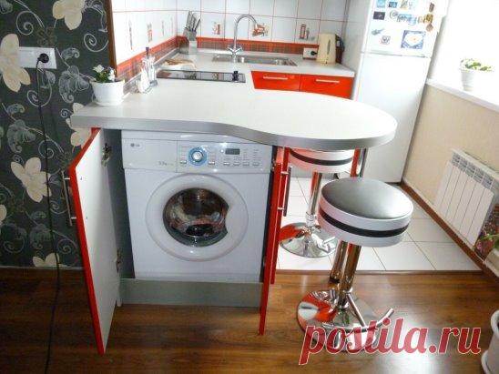 Как разместить стиральную машину на кухне