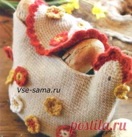 Декоративная корзинка крючком Курочка - Аксессуары, мелочи для дома крючком