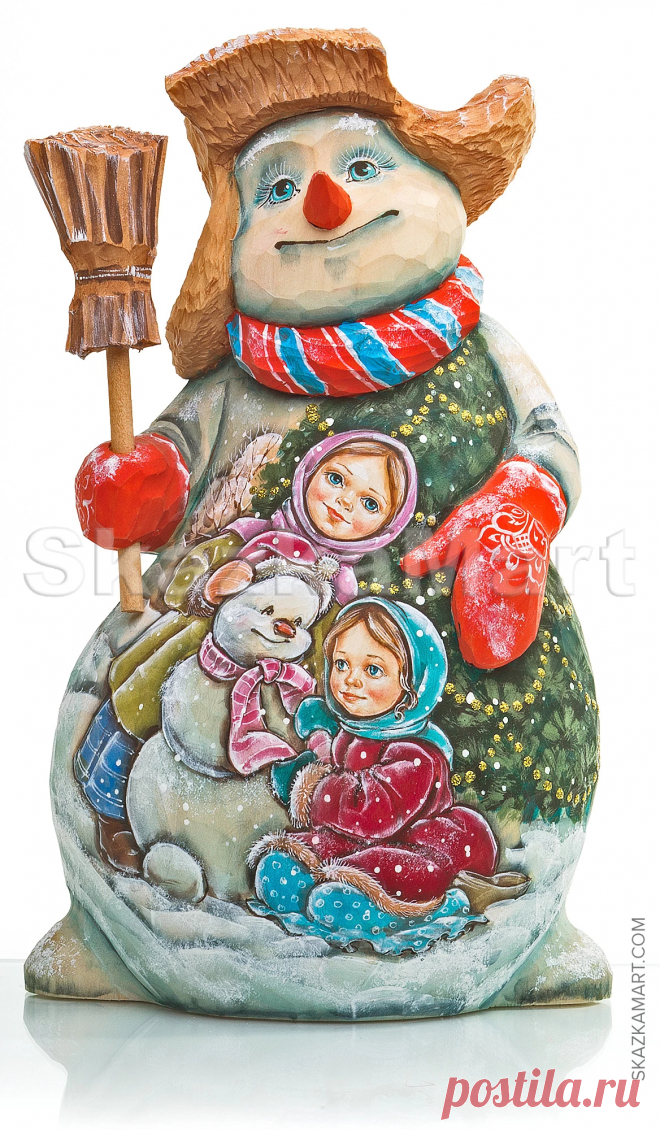 Snowman - Wooden Santas | Skazkamart