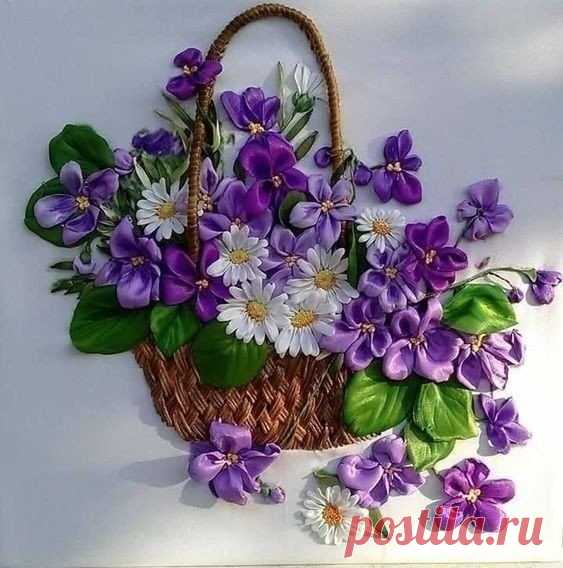 Очень красивая вышивка лентами