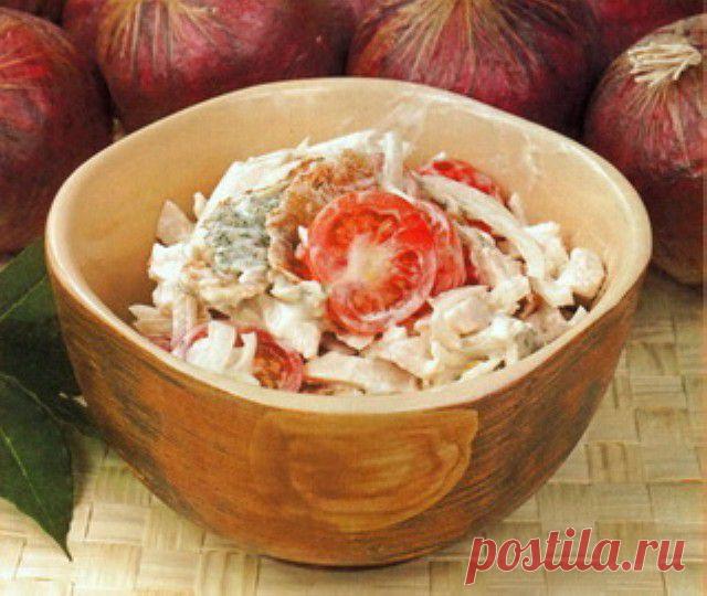 Куриный салат с омлетом