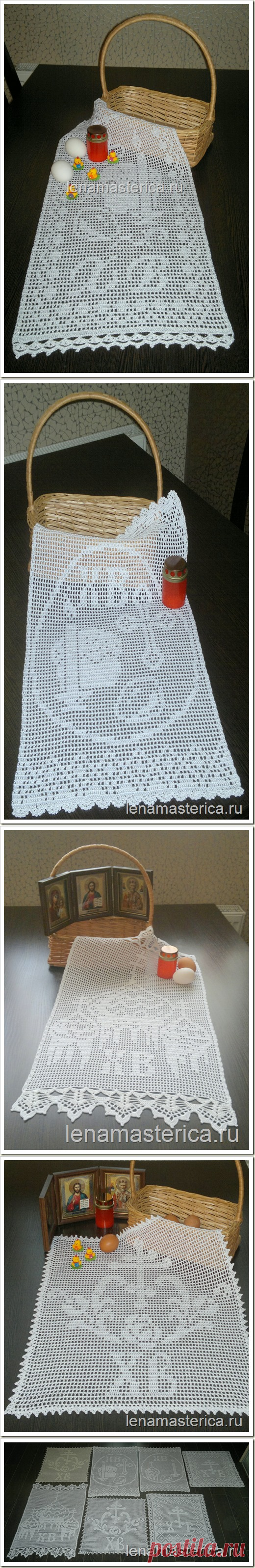 Пасхальная салфетка крючком, в технике филейного вязания
