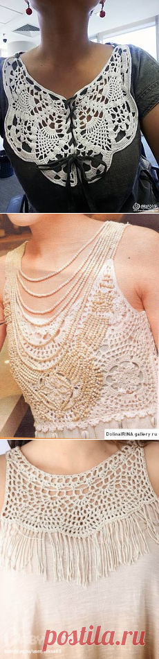Вязание крючком + ткань. (Идеи из интернета) / Вязание крючком / Женская одежда крючком. Схемы.