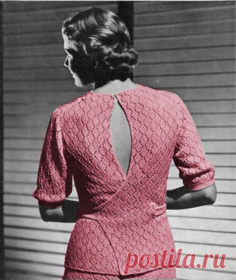 1930s Wrap Around Blouse with Keyhole and Skirt or 2 Piece Dress - Knit pattern…