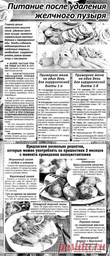 Питание после удаления желчного пузыря