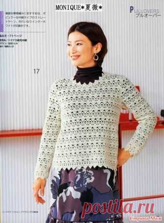 *Белый пуловер к весне Пришла весна, хочется быстро что-то связать на тонкую водолазку, присмотрела модельку в нэте, делюсь с вами!