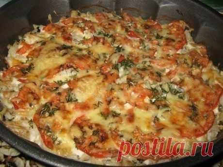 Рыба, запеченная с помидорами и сыром