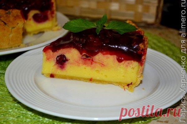 Творожный пирог с вишневым соусом