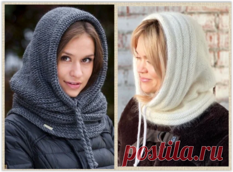 Актуальный и модный капор спицами - схемы и описания вязания!