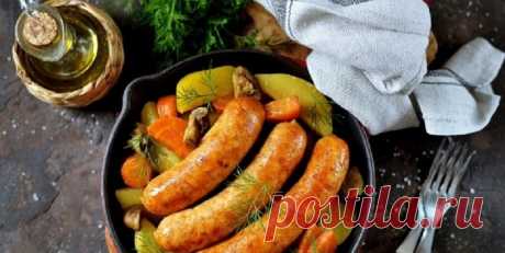 Купаты с грибами и овощами в духовке: запекаем вкуснятину в рукаве