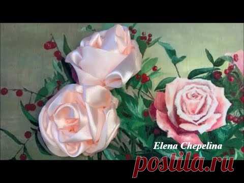 Пышная роза из атласной ленты 5 см своими руками.