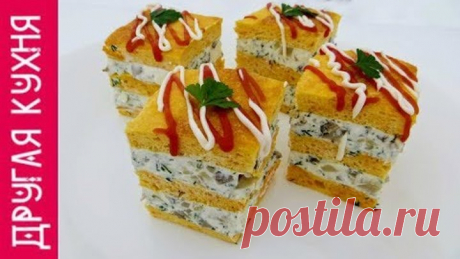 Восторг гостей обеспечен! Закусочное пирожное с грибами и брынзой
