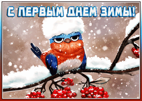 Анимированная открытка С Первым ДНЕМ ЗИМЫ!