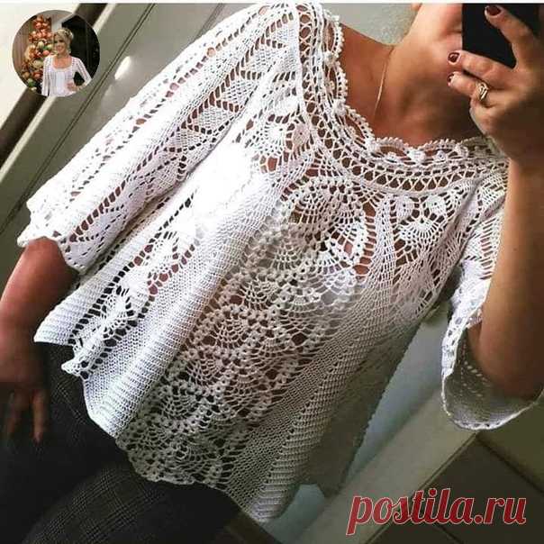 Ажурная кофточка крючком
Описание: http://azhurnaya.vjagu.ru/2/40/8384/